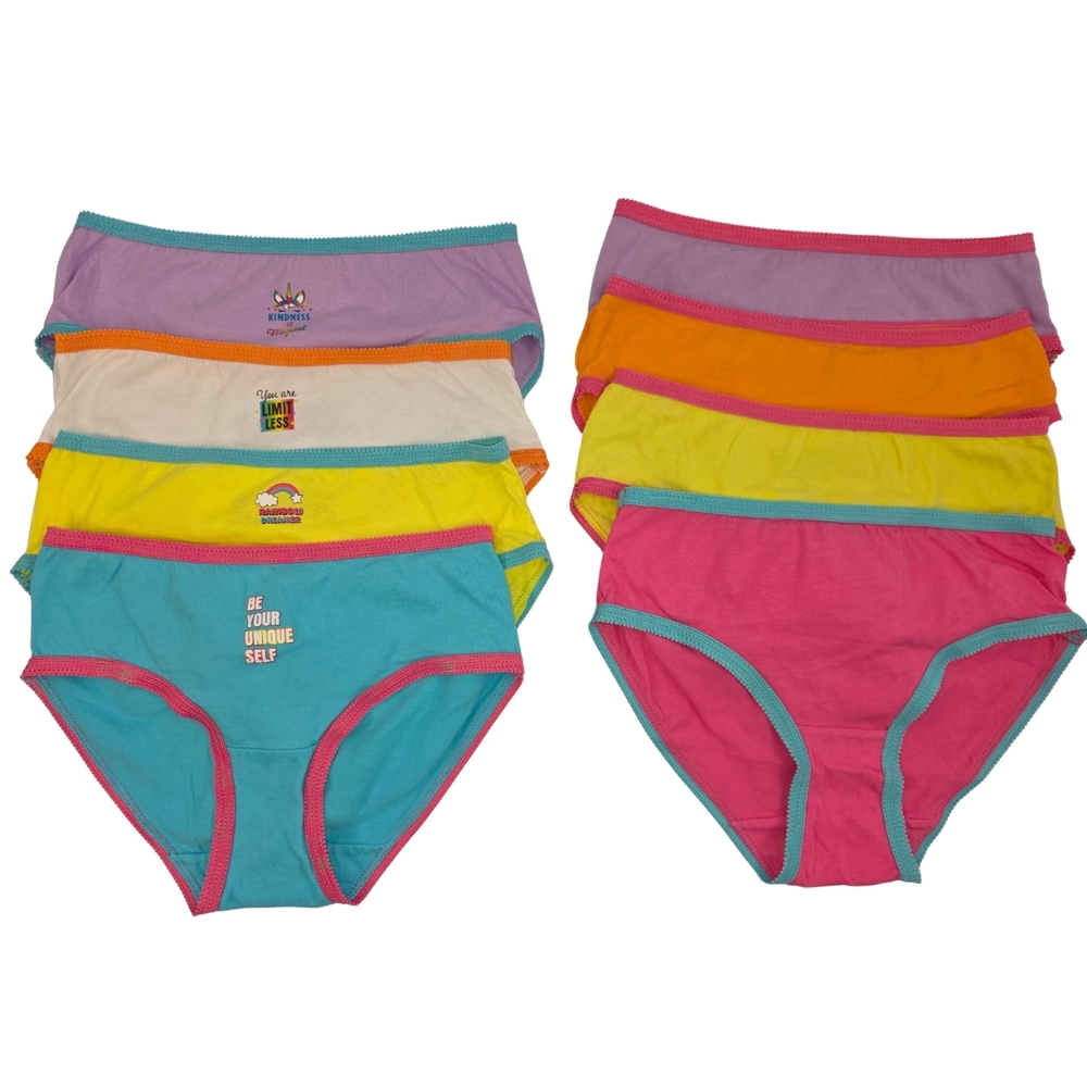 NEW Girls' Size 8 Wonder Nation Colorful Cotton Briefs 8-Pack 2432-V